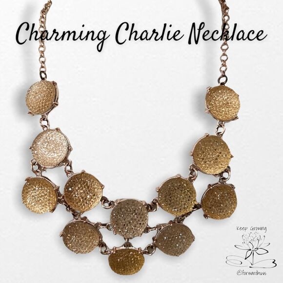Charming Charlie Rose Gold Necklace - Sparkling Peach Accents - Picture 3 of 6